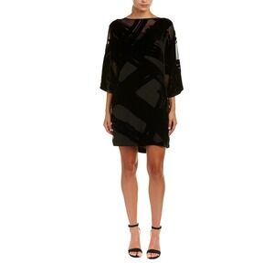 Trina Turk Women's Curious Sumi Burnout Spicy Goth Velvet Kimono Sleeve Dress M
